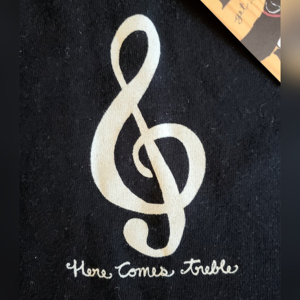 Hatley Women's Black T-Shirt Here Comes Treble - LARGE - NWT - Picture 2 of 5